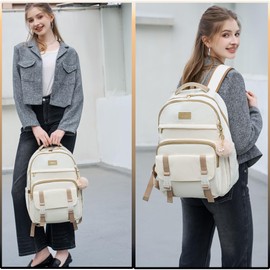 Caoroky knight Women Laptop Backpack 15.6 Inch Office Business Work Backpacks Purse Anti Theft Travel Back Pack School College Bookbag Nurse Teacher Learning Daypack Computer Rucksack,Beige