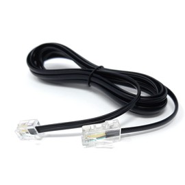 DRUT 2m Flat RJ11 to RJ45 Male to Male 4 wire Broadband, Modem Cable Lead 6.5ft Black