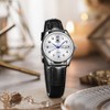 OLEVS Watches for Women Black Leather White Small Face Easy