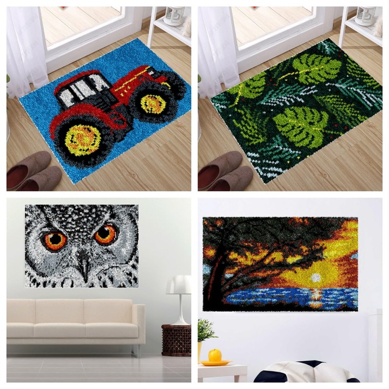 Sunset and Horse Latch Hook Rectangle Rug Kits for Adults