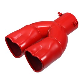 X AUTOHAUX Car Exhaust Tip Heart Shaped Tail Pipe 2.48Inch OD 2.64x2.36Inch Outlet 8.66Inch Length Straight Bolt-On Muffler Tip Metal Red