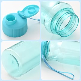 Water Bottles, 550ml Sports Water Bottle, Shaker bottle, Reusable Drinking Bottle with Flip Top Lids & Lanyards, Leakproof, BPA Free for Classrooms Gym Outdoor Sports Travel