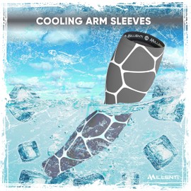 Millenti Cooling Arm Sleeve Compression - Sun Protection Sport Recovery Sleeves, Cools when Wet, Unisex in 4 Sizes - 2pcs (Gray, Medium)