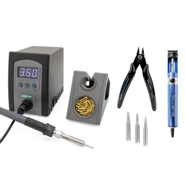 QUICK 969B+ Digital LED Industrial Hand Soldering Station 70W ESD Protection 100°-480°C Adjustable Low Heating Time (39s to 350°C), 3 Fixed Temperature Memory, Calibrable, 5-Piece Accessory Set