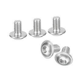 uxcell Flanged Button Head Socket Cap Screws,50 Pcs M3x5mm - 304 Stainless Steel Socket Drive Fasteners Bolts, Fully Thread Machine Screws for Furniture Installation (Silver)