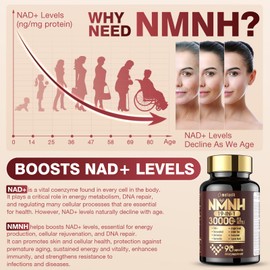 19 in 1 NMNH (Dihydronicotinamide Mononucleotide), 1000mg NAD Supplement to Boost NAD+ Levels, NAD Resveratrol Supplement with Quercetin, Berberine for Anti Aging, Energy, Focus, 90 Capsules-059