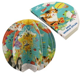 EXERZ 20 cm Globe with Book "My Wild World" 16 Pages Spin, Spin, Play, Read, Explore Animals on Earth