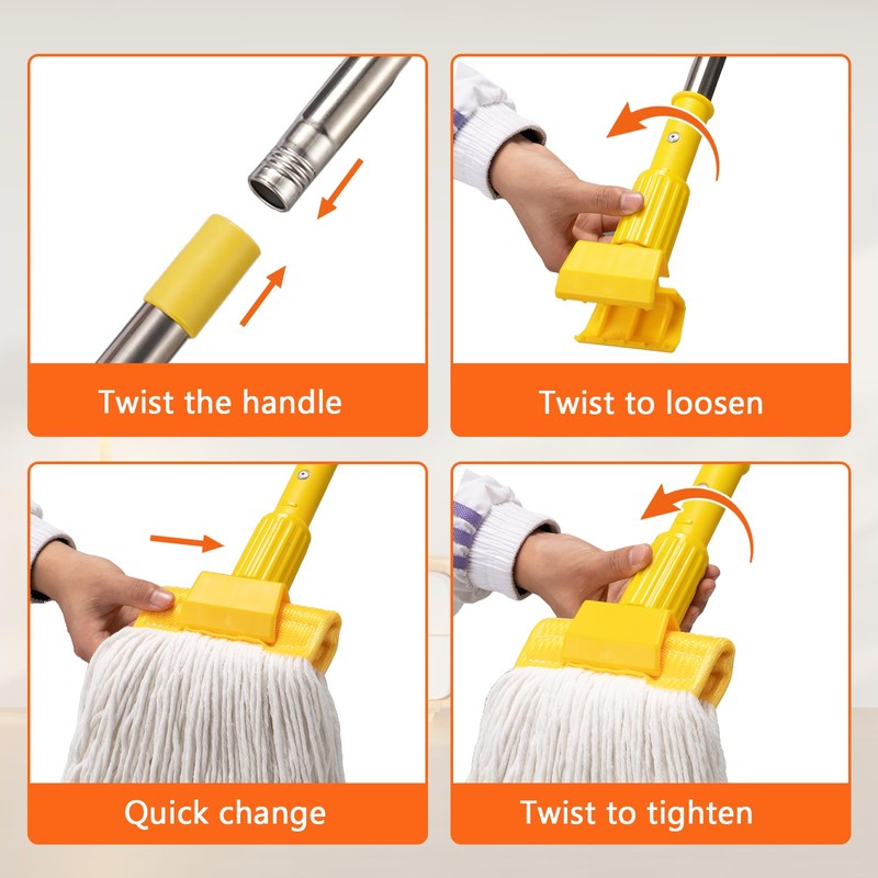 Professional Commercial Industrial Heavy Duty Mop with 48" Long Handle,Cotton