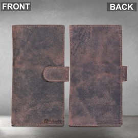 Leather Checkbook Cover for Men & Women - Duplicate Checks - RFID Blocking - Slim Wallet with 5 Card Holder Slots - Personal & Business Checks - Gifts for Him, Her - Father's day (Brown Vintage)