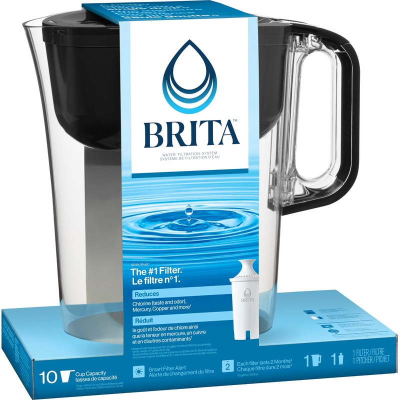 Brita 10 Cup Filter Pitcher with Smart Light Indicator, Reduces
