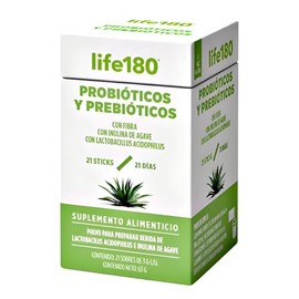 Life180 Probióticos y Prebióticos con Inulina de Agave, Sin Sabor, Caja con 21 Sticks - Suplemento Alimenticio para la Salud Digestiva y Flora Intestinal