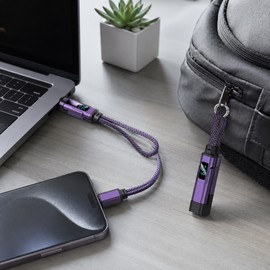 2-Pack 4-in-1 65W Keychain Charging Cables with Digital Power Display