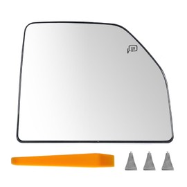 FUZIDDN Passenger Side Heated Convex Mirror Glass Replacement for 2015-2020 Ford F150 / 2017-2022 Ford F250 F350 Super Duty Towing Mirror with Holder - Fits OEM 7C3Z-17D742-A, FL3Z-17K707-A