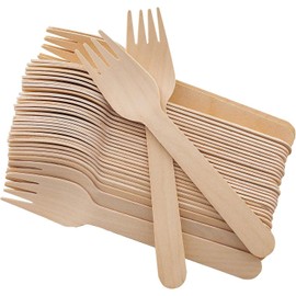 AMD Nexus Pack of 100 Wooden Disposable Forks -Biodegradable & Plastic Free Wooden Forks - Ideal for Wedding, Picnic, Party, Office Eco Friendly