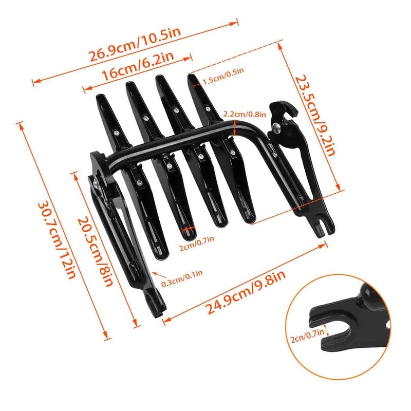 WORLDMOTOP Motorcycle Stealth Luggage Rack Gloss Black Detachable Trunk Rack