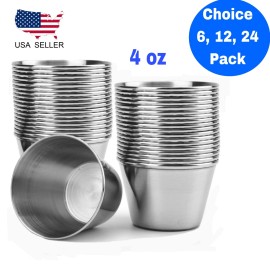Unbranded 4 oz Sauce Cups  Stainless Steel Condiment Portion Cup Dipping Sauce Cup - 12 Pieces cup