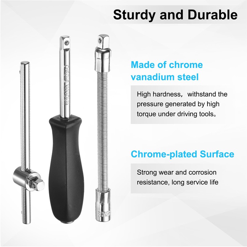 sourcing map 1/4" Drive Spinner Handle Chrome Vanadium Steel Drive