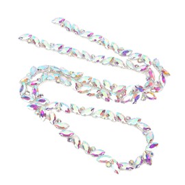Crystal Trim Chain, Glass Sew-On Closing Chain for Crafts Sewing DIY Jewellery Wedding Decoration (AB Colour)