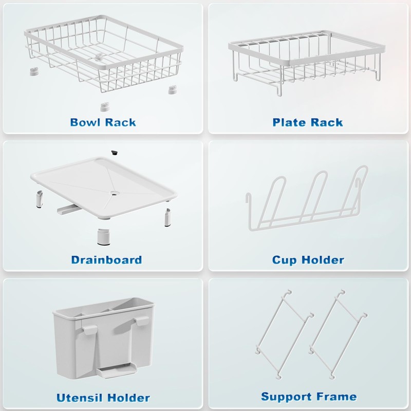 GAOKASE 2 Tiers Dish Drying Rack, Space-Saving Dish Racks for