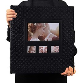 RECUTMS Photo Pictures Album 4x6 600 Photos,Large PU Leather Cover 5 Pockets per Page, Each Pages Holds 3 Horizontal and 2 Vertical Photos Great Gift for Mother,Father and Yourself (Black)