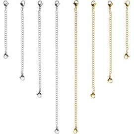 D-buy 16 Pcs Necklace Extender Gold and Silver Plated Bracelet Extender Extender Chain Set 4 Different Length: 6 inch 4 inch 3 inch 2 inch (8 Silver, 8 Gold)