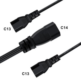 HuaLiSiJi C14 auf 2 C13 Netzkabel 10A 250V C13 C14 Splitter Netzsteckerkabel Verlängerungskabel Kaltgeräte Verlängerung für Verschiedene Elektrogeräte (0.5m)