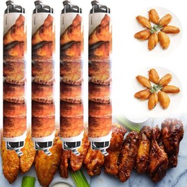 Metal BBQ Grilling Fork,Chicken Wing Grilling Rails,Clamping Wing Rails for Grilling Chicken Wings,BBQ Grilling Fork Sticks Skewer BBQ Grill Set Outdoor Picnic Barbecue (4 Pc)