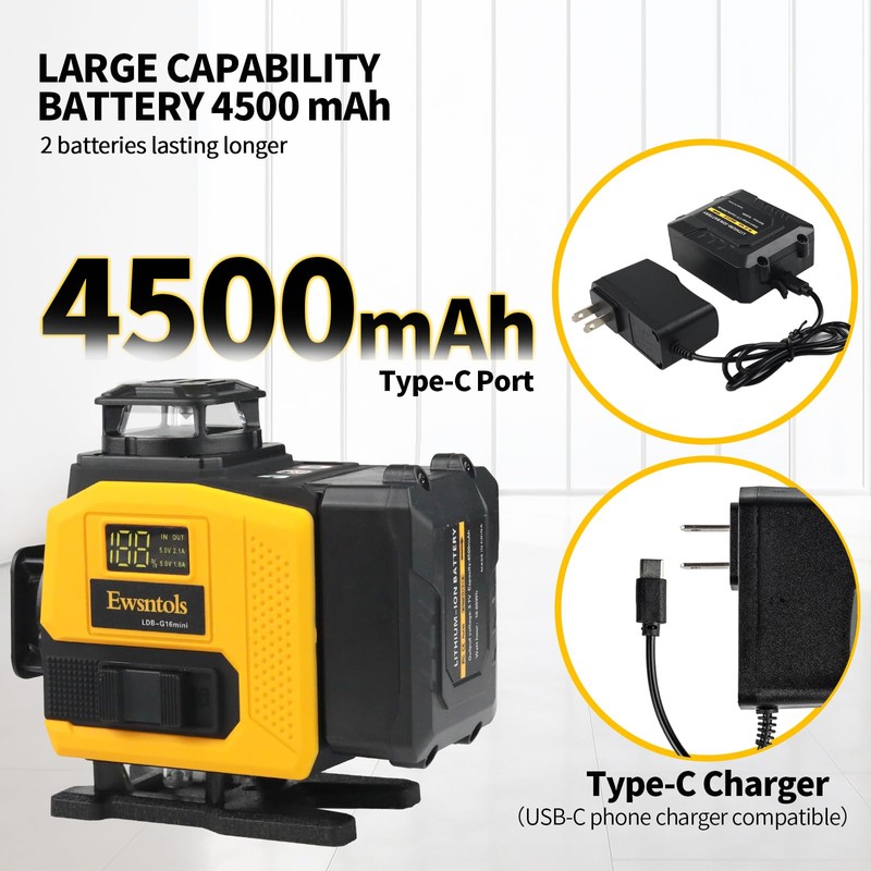 Laser Level with Tripod,4×360° Whole-Room Cross-Line Green Beam Laser Level