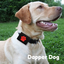 Dapper Dog Pet Tag Silencer and AirTag Holder (Black with Red Paw)