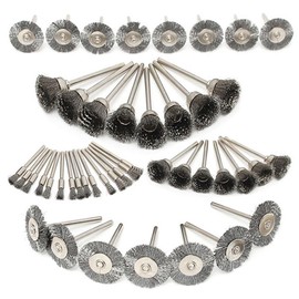 Bestgle 45pcs Steel Wire Wheel Brushes Polishing Set Buffing Accessories Kit for Rotary Tool