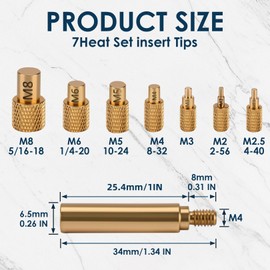 Heat-Set Insert Tips Compatible with Weller SP40NKUS / Hakko FX-888D / 900M / T18 for Threaded Inserts M2 / M2.5 / M3 / M4 / M5 / M6(1/4) / M8, Connection to 3D Printers Components