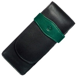 Pelikan Leather Triple Pen Case, Black/Green (924092)