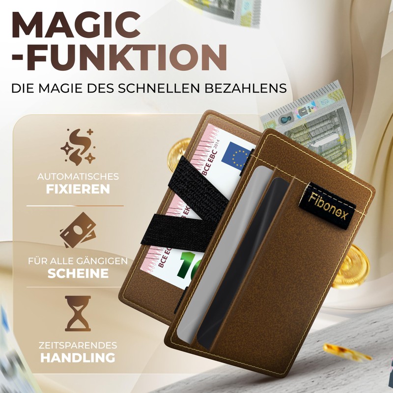 Fibonex Magic Wallet Leather Wallet with Coin Compartment - Slim
