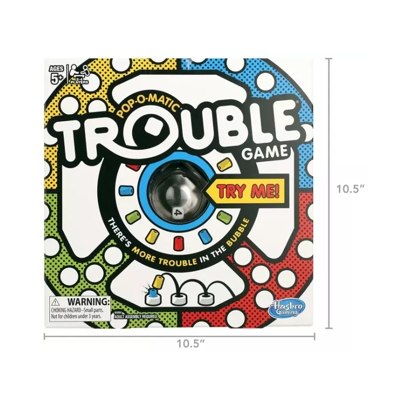 Trouble Pop-O-Matic Trouble Kids Board Game, Family Games for 2-4