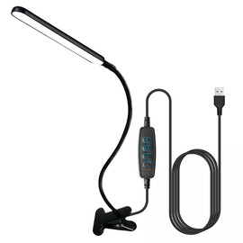 LED Desk Lamp for Home Office with Clamp [LEDs Light 3 Color Modes & 10 Brightness Levels] Flexible Gooseneck Book Lights, Easy Clip on Reading Headboard