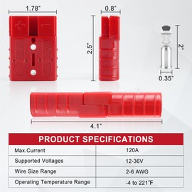 JUSTTOP Connector 4PCS,120Amp 12V to 36V Battery Quick Connect/Disconnect Connector Wire Connectors Plug Kit for 2 to 6 Gauge Cables,Set for Car Bike ATV Winches Lifts Motors More
