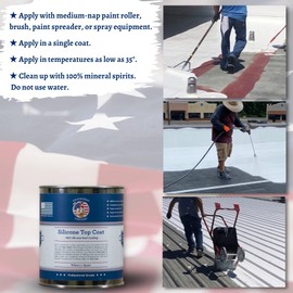 Countryman Coatings - 100% Silicone Roof Coating Restore Your Roof in a Day Seal Leaks, Cracks, Seams, Penetrations Adheres to All Surfaces (1 Quart, White)