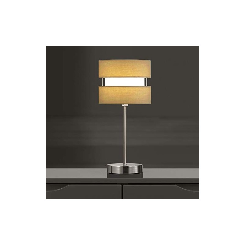 K LIVING Chrome Table Lamp with Layer Fabric Shade Yellow
