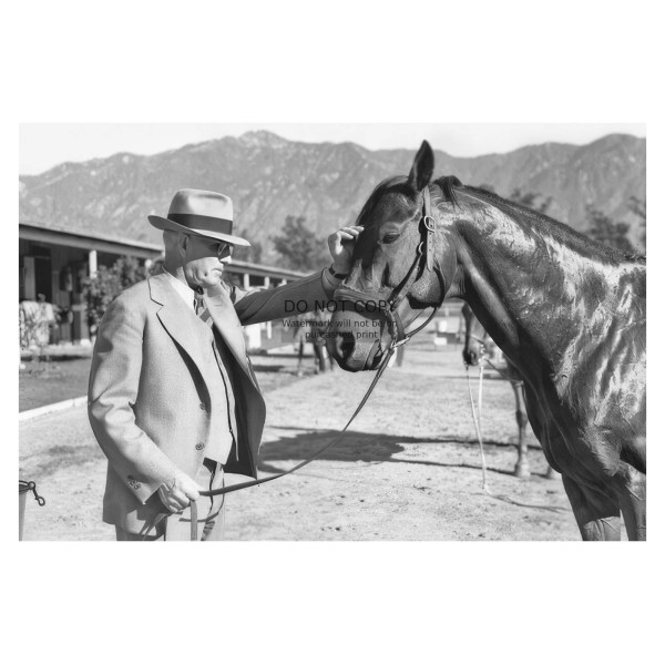 SEABISCUIT CHAMPION RACEHORSE AND TRAINER TOM SMITH 4X6 B&W PHOTO