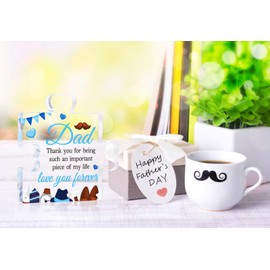 WaaHome Fathers Day Gift for Dad from Daughter Son Kids Best Dad Gifts Cool Dad Birthday Gifts Fathers Day Dad Gifts for Men, Blue Dad Keepsake Paperweight Room Decor