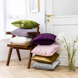 Home Brilliant Pillow Covers 18x18 Set of 2 Solid Soft Velvet Pink Valentine's Decorative Pillow Covers Gift for Girls, 45cm, 18 inches, Blush Pink