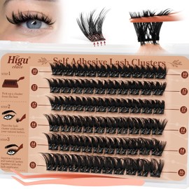 Preglued Eyelash, Higu clace Volume Pre Glued Cluster Lashes Mix 10-16mm, 60pcs Preglued Eyelashes No Glue Needed Easy to Use, DIY Eyelash Extension at Home(Volume A02)