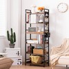 HCHQHS Adjustable 6 Tier Open Bookcase, Rustic Farmhouse Book Shelves,