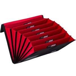 Rough Enough Expanding File Folder Organizer Accordion Important Document Holder Bag Expandable with 7 Pockets for Office Travel Professional in Black Cordura