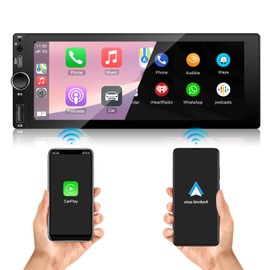 [Type-C&USB] Carplay Screen for car,Single-Din-Car-Radio with Wireless Apple-Carplay & Android-Auto,6.86 Inch Car Radio Touchscreen,Bluetooth Handsfree, Backup Camera, FM