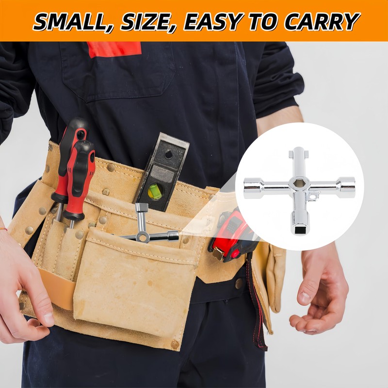 HONGLINSONG 4-Way Panel Key, Square Utility Cross Electric Box Wrench,