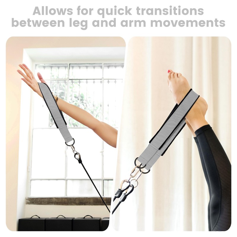 2PCS Pilates Double Loop Strap for Reformer Fitness D-Ring Straps