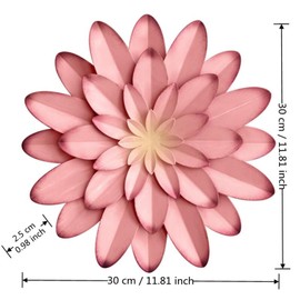 DEARBIRDER Pink Metal Flower Wall Decor 12 inch, 4 Layers Floral Sculpture Indoor Outdoor Decor, Hanging Garden Artwork Decoration