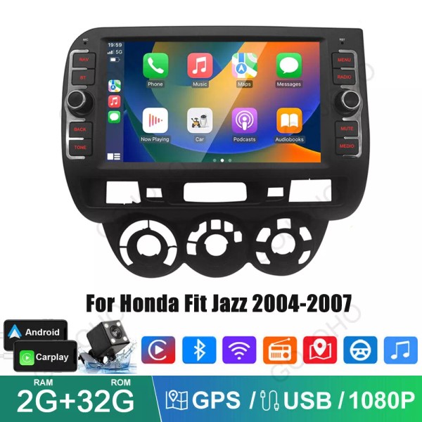 For 2004-2007 Honda Fit Jazz Radio Apple CarPlay Android 13
