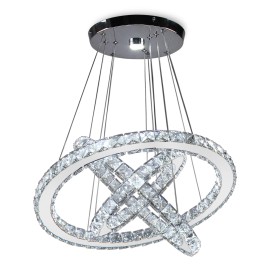Modern 2-Circular Crystal Chandeliers Warm&White LED Lights Living Rooms Hotels Elegant Decorative Lighting RestaurantsLamp Power(W): 60, Number of Lights: LED, Shade  color: Warm white, Design Style: Modern